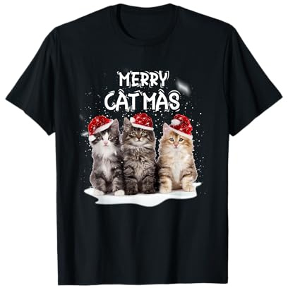 Merry Catmas Joyeux Noël Chatons Déco Drôle Chat Noël T-Shirt