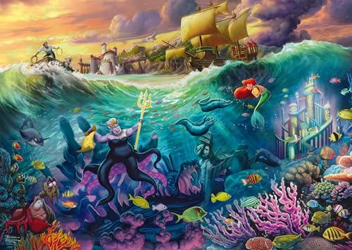 Schmidt Spiele 58041 Disney, The Little Mermaid - Ursula, Thomas Kinkade, 1000 Teile Puzzle, Lila und Grün