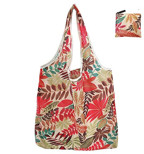 Extra Large Reusable Foldable Ladies Shopping Bag Eco Tote Handbag Fold Away Shopper Bag UK (Autumn Leaves)