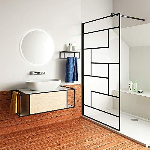 Aica Sanitär 120x200cm Walk in Duschwand 8mm NANO Glas Dusche Duschabtrennung Schwarz