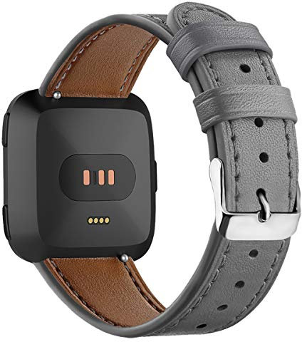 AISPORTS Ersatzarmband Kompatibel mit Fitbit Versa 2 Armband Leder Frauen Männer, Weich Sport Lederband Ersatzband mit Metall Schnalle Ersatz Armband für Fitbit Versa 2/Fitbit Versa/Fitbit Versa Lite