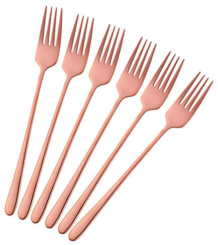 bisda Tenedores de mesa, 6 unidades, 21,3 cm, acero inoxidable 18/10, color oro rosa