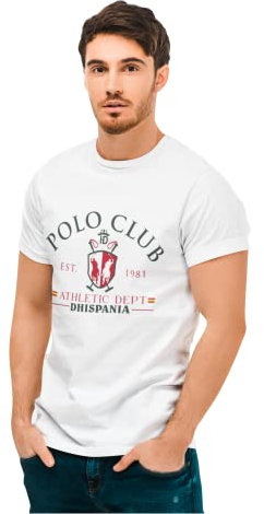 Camiseta de Hombre Manga Corta 100% algodón Modelo Polo Bandera de España (Blanco, XL, x_l)