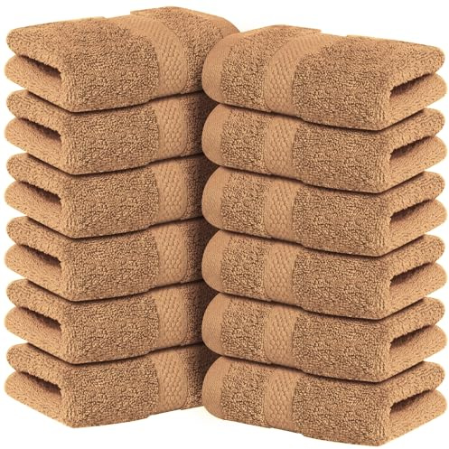 Infinitee Xclusives 100% Cotton Luxury Wash Cloths for Showering - 12 Pack | Washcloths [13x13] - Soft and Absorbent Face Towels for Bathroom Wash Clothes - Gym, Spa & Hotel Use