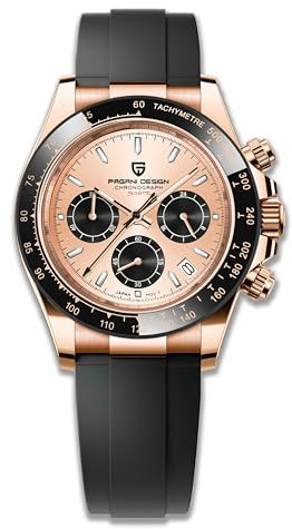 Pagani Design Keramik Herrenlünette Edelstahlarmband Chronograph Wasserdicht 100 m Saphirglas Herrenuhr(All Gold)