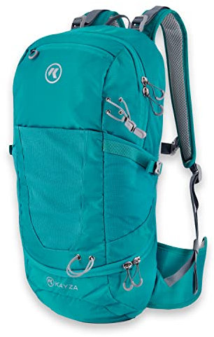 KAYZA PULSE20 - Premium 20L Wanderrucksack Damen,Herren - mit Helmhalter und Regenschutzhülle.Kleiner Trekkingrucksack mit Hüftgurt. Aus robustem Ripstop Nylon. Als Outdoor Rucksack, Daypack (Türkis)