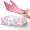Hand-E Touch Disposable Pink Nitrile Gloves Large, 100 Pack -Powder and Latex Free Gloves