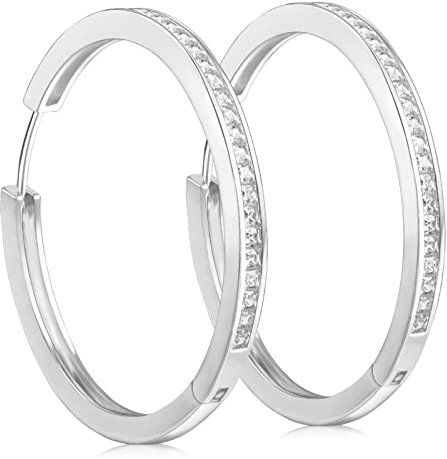 Beutirer Silber Ohrringe Damen mit 5A Zirkonia Kristall, 18K Weißgold Vergoldete Creolen, 35mm Handmade, Geburtstag, Muttertag, Valentinstag Schmuck Geschenke für Damen
