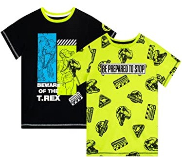 Jurassic World Boys Dinosaur 2 Pack Short Sleeve T-Shirts for Kids
