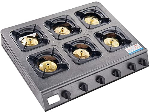 CAJOLI Kommerzieller Energiesparung Gasherd, Edelstahl Gewerblicher Gasherd, LPG Herd Outdoor Campingofen zum Heizen, Kochen,6
