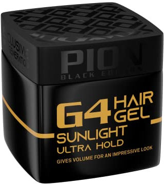 Pion Black Edition G4 Sunlight Hair Styling Gel 320 ml - Ultra Grip, Wet Look Haarstyling Gel
