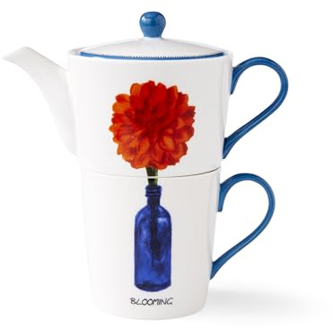 Spode Kit Kemp Doodle Tee-Set, 340 ml, inklusive Teekanne und Teetasse, blühender Tagline, feines Porzellan, spülmaschinenfest, ideal für Nachmittagstee, durchdachte Geschenkidee