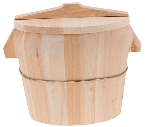 KICHOUSE 1 Juego De Arroz Vaporera Mezcladora Hangiri De Bolas De Masa Balde De Arroz Al Vapor Recipientes con Tapas Cocina De Madera Canasta De Bocadillos Familiar