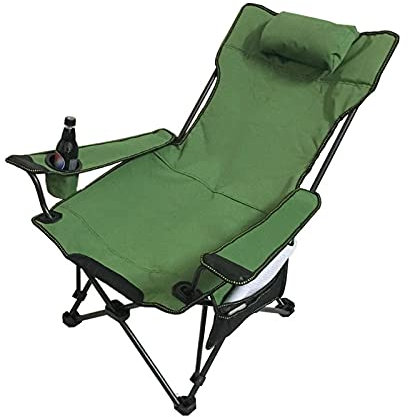 WolFum Campingstuhl, Lounge-Klappstuhl, kompakter Outdoor-Klappstuhl für Outdoor, Camp, Angeln, Wandern, Rasen, inklusive Tragetasche (grün), Faltbarer Stuhl