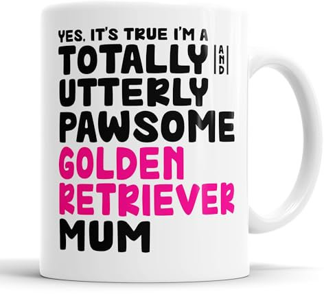 Faithful Prints Pawsome Dog Mug | Dog Cups | Dog Mum Mugs | Dog Dad Cup | Pawsome Mum | Pawsome Dad (Mum, Golden Retriever)