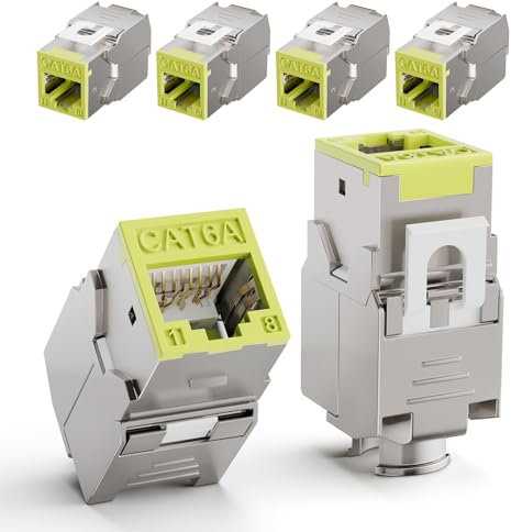 LEENUE 6 Stück RJ45 Keystone Jack Cat6A, 10 Gbit/s 500MHZ, Vergoldet Keystone Modul for CAT6A CAT6 POE Verlegekabel, RJ45 Stecker, Patchkabel Netzwerkkabel und Ethernet Patch Pane, Netzwerkdose, Grün