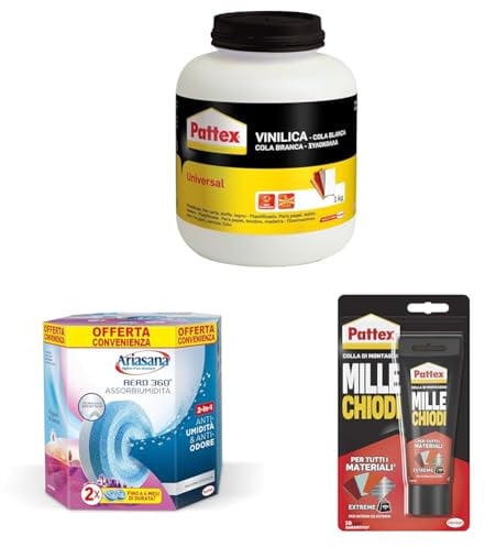 Pattex Colla Vinilica Universale, Colla Vinilica 1 kg, Colla Liquida, Colla per Legno, Sughero, Tessuti, Carta, Cartone, Uso Scuola, Casa e Ufficio, Fissativo per Pitture e Stucchi, Barattolo da 1 kg