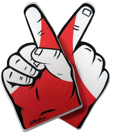 FUN FAN LINE Schaumstoff-Hand mit Riesigen Finger - Landesflaggen für Sportliche Feiern - Stadion-Animationshandschuh - 2 Einheiten Doppelseitig 46 x 27cm. (Polen)