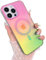 Heaofei Aesthetic Case for iPhone 14 Pro Max Case for Women Girls, Compatible with Magsafe, Cute Girly Trendy Glitter Sparkly Rainbow Magnetic Protective Phone Cover, Matte Iridescent Pink & Green