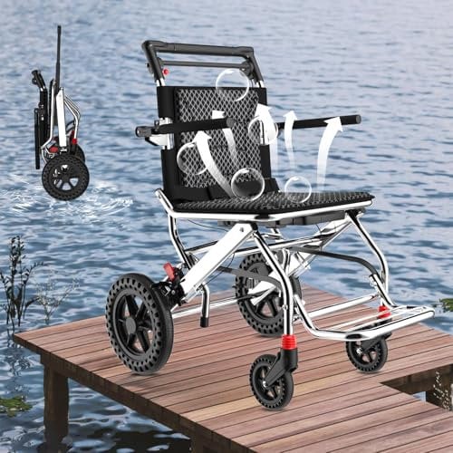 Rollstuhl Faltbar Leicht für Erwachsene, Tragbarer Rollstuhl Leichtgewicht Transit Rollstühle - Aluminium Unterstützt, Reiserollstuhl Senioren