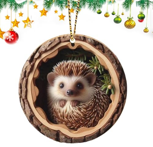 Weihnachten Acryl Tier Baumanhänger, Weihnachtsdeko 2D Anhänger Weihnachtsbaumschmuck Igel Weihnachtsbaum Anhänger Weihnachtsdekoration Für Wohnzimmer Schlafzimmer