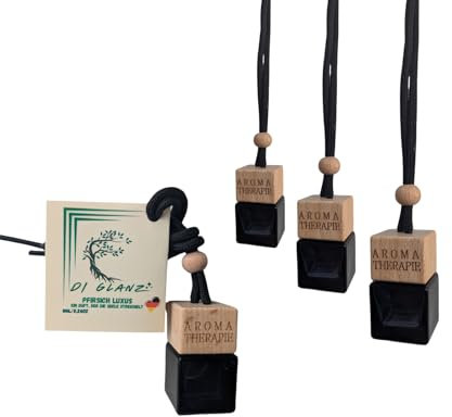 DI GLANZ 4er Pack Pfirsich Luxus Aroma, 8ml Auto Diffusor Duftbaum WC Auto Lufterfrischer für Auto Reiseöl Premium Lufterfrischer langanhaltendes Aroma gegen Geruche
