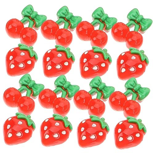 FRCOLOR 60pcs Resin Fruit Nail Art Slices Strawberry Cherry Shapes Colorful Nail Decorations for Diy Crafts and Manicure Supplies