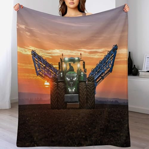 AAPZY Premium Tagesdecke | Bettüberwurf Wohndecke Weiche Flannel Traktor Decke Sofadecke Mit 3D Muster Vier Jahreszeiten Wohndecke Für Bett/Couch （130×180cm）