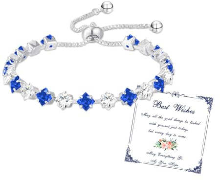 Armband Damen Silber Tennisarmband Geschenke für Frauen Freundin Mädchen | 12 Farben Geburtsstein Verstellbares Glitzer Armband Personalisiert Damenschmuck Mutter Trauzeugin