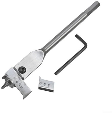 Sumsoctober Verstellbares Spaten-Bit-Werkzeug, flache Holzbearbeitungsbohrer, ausdehnend, flach, Bohrer, Klingen, Schneider-Set, geeignet für alle Holzarten (22–75 mm)