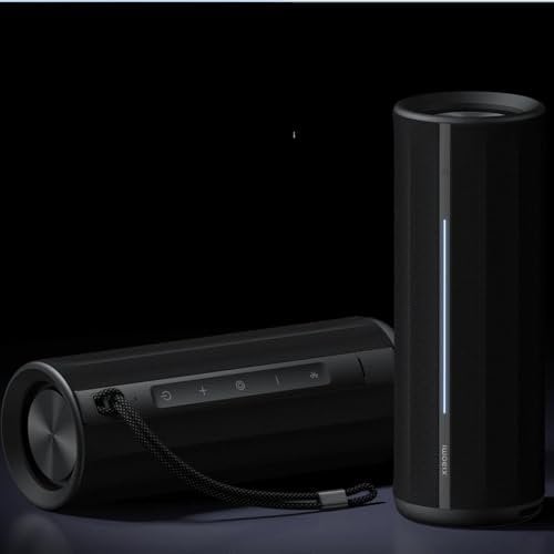 Xiaomi Bluetooth-Lautsprecher, tragbar und wasserdicht, leistungsstarker kabelloser Lautsprecher mit anpassbaren Effekten, kompakter Lautsprecher mit 17 Stunden Lebensdauer, Schwarz