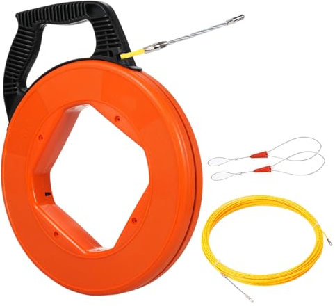 Fish Tape Reel φ 4mm 50M Wire Cable Puller Through Wall Cable Puller,Flexible Wire Threader Puller,Cable Insertion Extraction,Fiberglass Cable Duct Pipeline Rodder Tool (A)