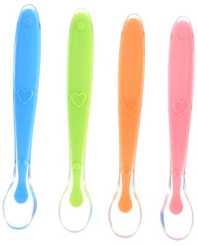 CIMAXIC Cuchara De Silicona Para Bebé 4 Cucharas Diseño Seguro y Fácil De Usar