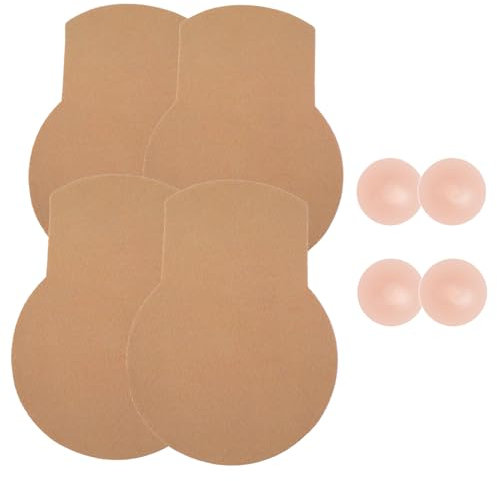 Lot de 2 Paires de Bandes de Poitrine pour Femme - Soutien-Gorge adhésif Invisible pour Grands Seins avec 2 Paires de Cache-tétons en Silicone - Maintien sûr comme Alternative pour Soutien Gorge