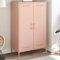 Myheimly Highboard, Sideboard mit 6 Fächern, Kommode Anrichte für Wohnzimmer Schlafzimmer, Schrank Beistellschrank, Industrie-Stil, Stahl Rosa