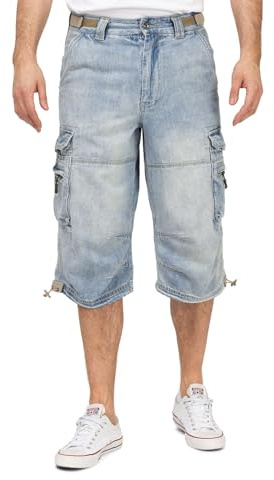 Jet Lag Herren 3/4 Cargo Shorts Safety B Kurze Hose mit Seitentaschen