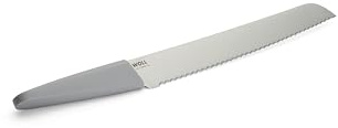 Woll – Cutting Edge Brotmesser 26 cm – Großes Wellenschliff-Messer aus deutschem Edelstahl DIN 1.4116 – ergonomischer Griff grau – Scharfes Brotschneidemesser für Brot & Gebäck