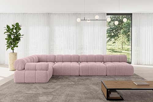 ALTDECOR Modulares Sofa Ecksofa in L-Form Corner modular Sofa Eckcouch Couch Wohnlandschaft Cauchsofa Polstersofa Mende-L3-380x190x70 cm Rosa