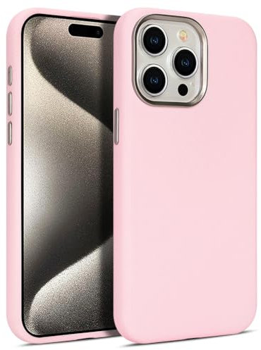 HAMEXLN Ultrasottile Custodia per iPhone 16 PRO Max/16 Pro/16 Plus/16, Silicone Liquido Cover Antiimprontadigitale Fotocamera Protezione Copertura,Rosa,16 Plus