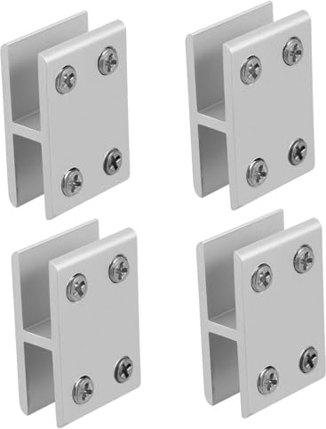 HOLIDYOYO 4 pezzi Staffa per Mensola in Vetro in Alluminio Clip Fissaggio per Spessore Supporto Robusto Antiruggine Reggi Mensola Muro Facile da Installare