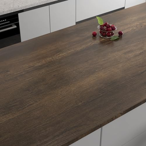 Yenhome Pellicola Adesiva Effetto Legno Scuro per Mobili 40x300cm Carta Adesiva Vinile per Mobili Scrivania Ufficio Legno Marrone PVC Rivestimento per Decorare Tavolo da Cucina Armadio Porta