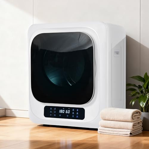 Merax Mini Wäschetrockner mit 6 Programmen & UV-Sterilisation, Energieklasse G, 850 W,Kompakter Trockner mit Überhitzungsschutz & LED-Anzeige Weiß