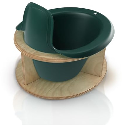 Easypisi Bömmi Set - das mobile Töpfchen für Babys mit praktischem Gestell zum Sitzen - Abhaltetöpfchen, Nachttopf für Kinder, Jungen/Mädchen, ab Geburt bis 24 Monate, MADE IN GERMANY (Waldgrün)