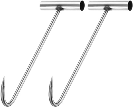 PATIKIL Manhole Hook 11.6 Inch, 2 Pcs 304 Stainless Steel T-Shaped Lid Manhole Cover Lifter with Pointed Tip for Lifting Pulling Storm Drain Cover