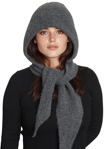 ACUSHLA Kapuzenschal Damen, 2-in-1 Mütze Schal Strick Winter Warm Weich | Warmer 2-in-1 Kapuzenschal aus weichem Strickmaterial. Mütze und Schal kombiniert für kalte Wintertage, Alltag und Reisen