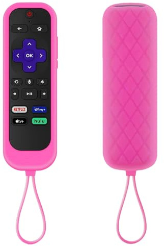 Taiyiluo 1PC Silicone Protective Controller Cover fits for Roku TV Voice Remote | Onn Roku | Westinghouse Roku TV TCL Hisense Cover Rose Red(Not Glow)