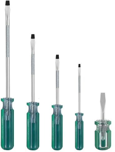 Fixinus 5-delat set med platt skruvmejsel, magnetisk spårskruvmejsel med halkfritt handtag för professionell användning, precisionsskruvmejsel 3 mm, 4 mm, 5 mm, 6 mm