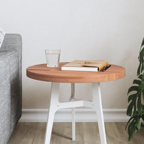 Yisssmeng Schreibtischplatte rund 40 cm aus massivem Buchenholz 2,5 cm Stärke Modernes Design Ersatz Tischplatte für kleinen Gamingtisch Beistelltisch Küchentisch Home Office
