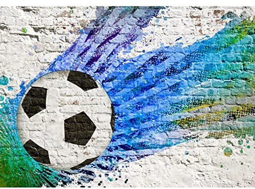 Runa Art Photo Wallpaper Football Stone Wall Modern Non-Woven Living Room Bedroom Wall Decoration - Made in Germany - Blue Green 9021010a