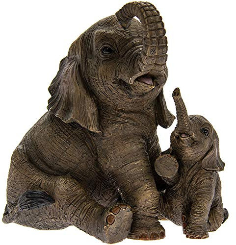The Leonardo Collection Sitzender Elefant mit Kalb Leonardo 'Out of Africa' Moderne Ornament 12 cm * Box *